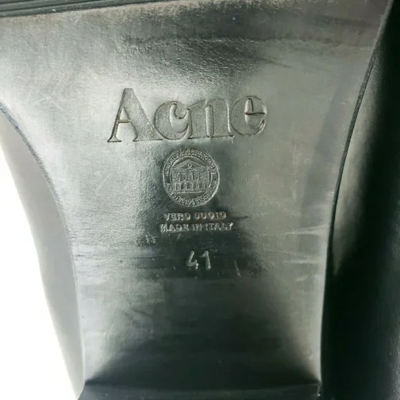 ACNE STUDIOS Star Black Leather Chelsea Ankle Heel Bootie Boots Size 41 - Picture 11 of 12